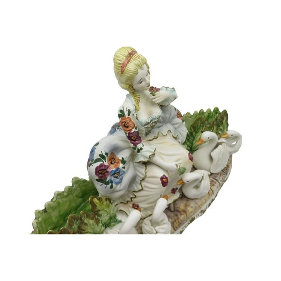 CAPODIMONTE Beautiful LADY with Swans Large Figurine Made in Italy 20" Vintage - Picture 8 of 10